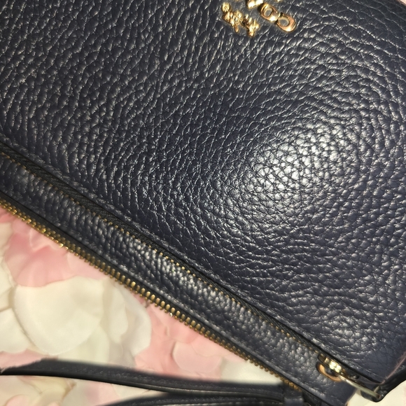 Coach Dark Blue Double Zip Wristlet Clutch Bag - Picture 2 of 5